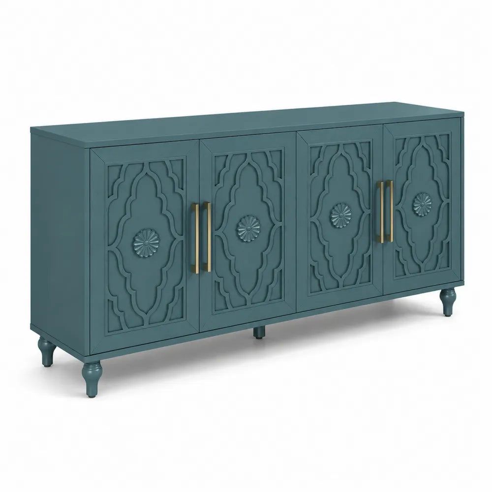 Credenza a 4 ante in MDF intagliato Verde