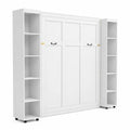 Letto a scomparsa con mensole integrate in legno bianco
