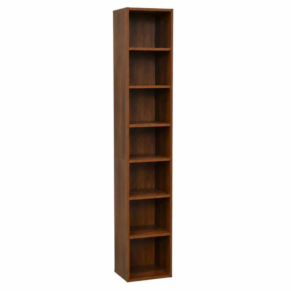 Scaffale libreria alto rettangolare in legno marrone 6 ripiani