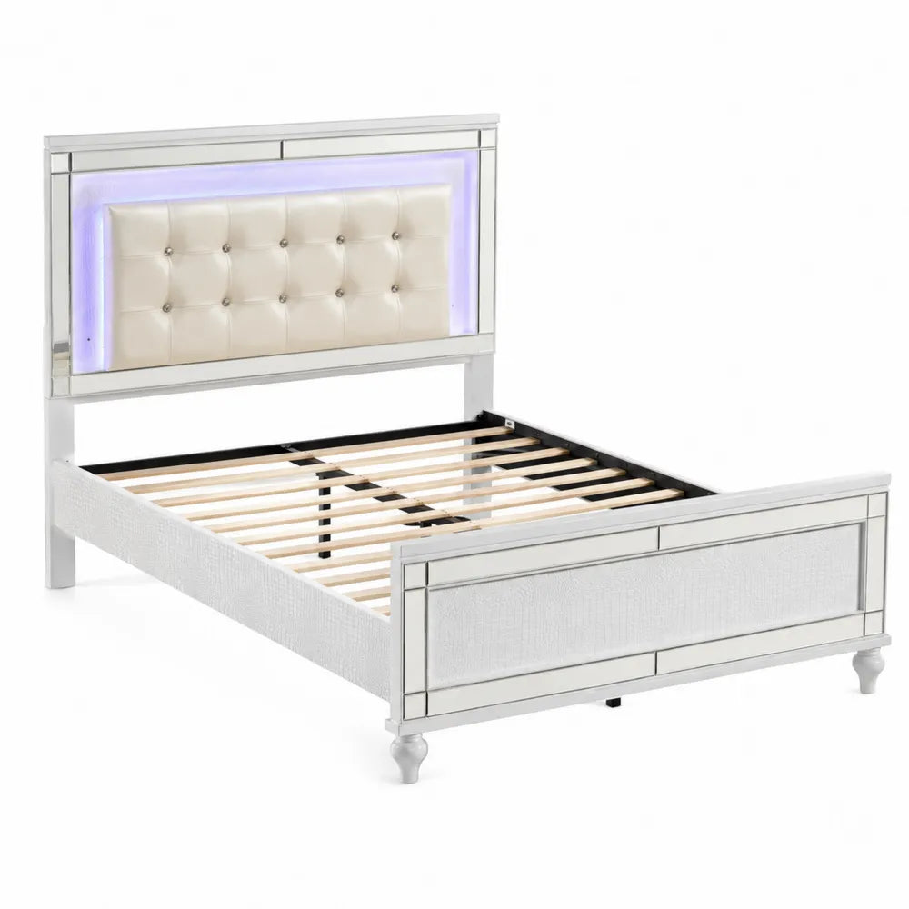 Letto matrimoniale legno e metallo con LED 200x160 cm