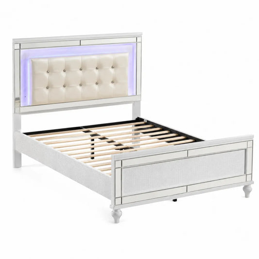 Letto matrimoniale legno e metallo con LED 200x160 cm
