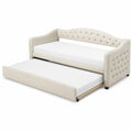 Letto estraibile in legno e tessuto beige