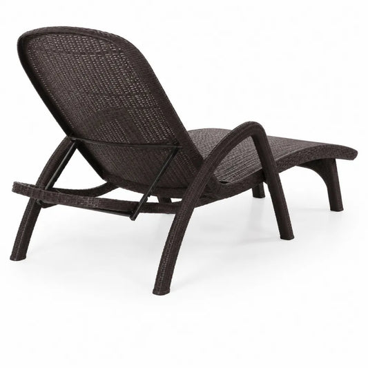 Sdraio in Rattan Sintetico Marrone con Struttura in Acciaio