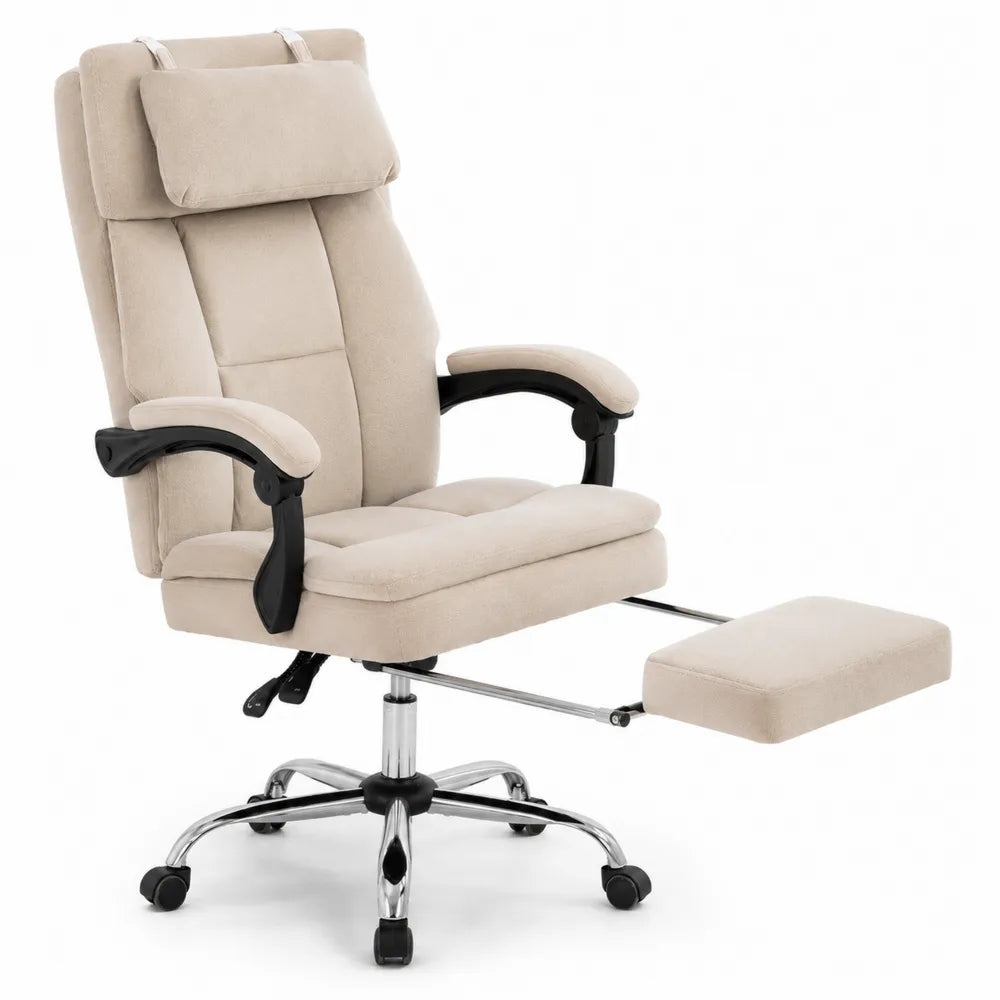 Poltrona da ufficio reclinabile in microfibra Beige con struttura in metallo