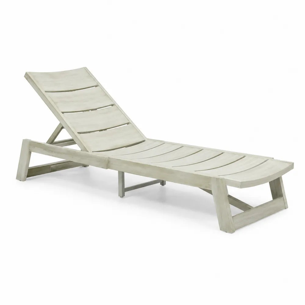 Lettino prendisole regolabile in legno massello grigio 193 cm