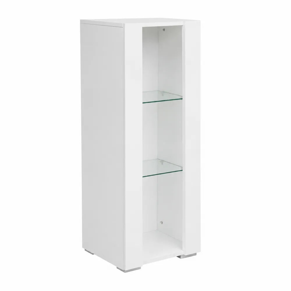 Libreria Bianca MDF con Mensole in Vetro