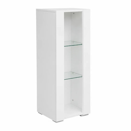 Libreria Bianca MDF con Mensole in Vetro
