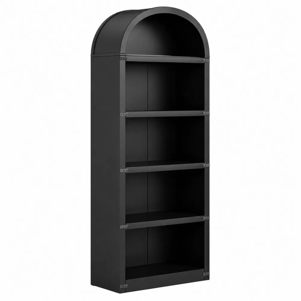 Libreria ad Arco Nera in Acciaio con 5 Ripiani
