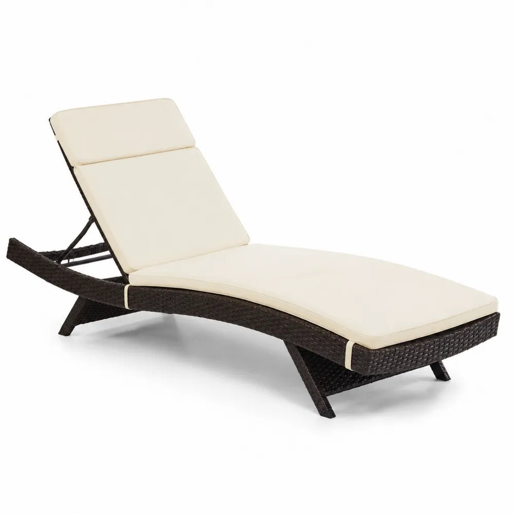 Lettino in Rattan con Cuscini Crema