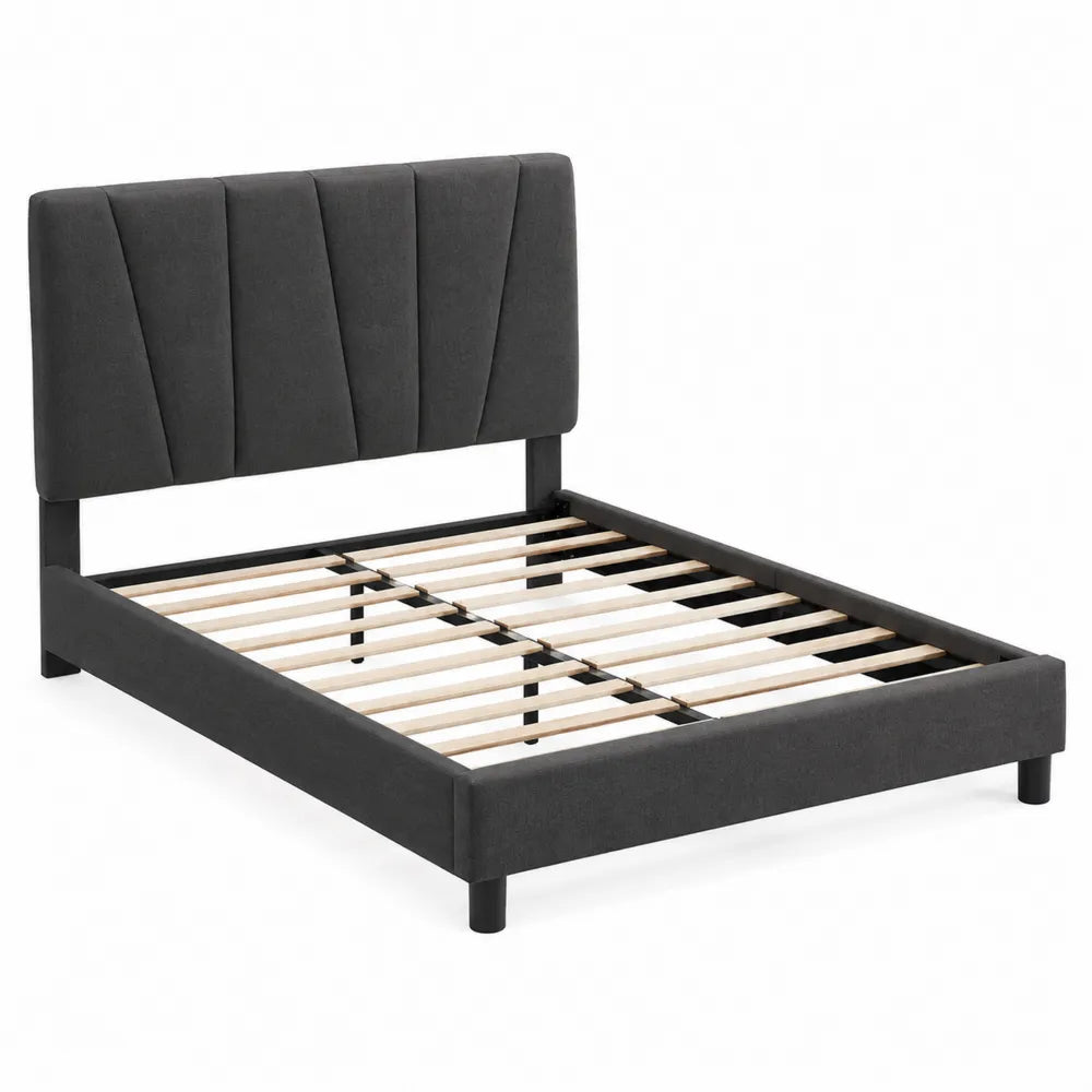 Letto matrimoniale in tessuto e metallo grigio 160x200 cm