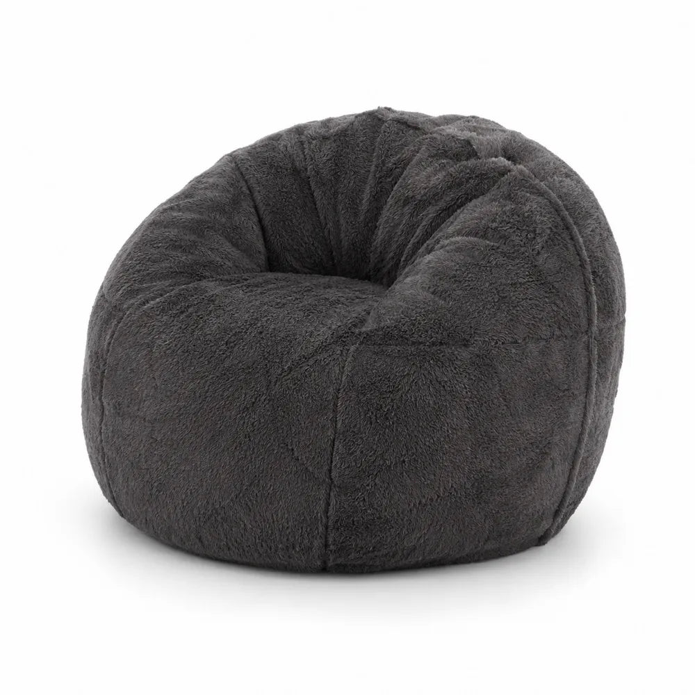 Poltrona Sacco in Peluche Grigio 100x100x70 cm