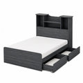 Letto Matrimoniale in Legno con Contenitore e Testiera Libreria Grigio Scuro