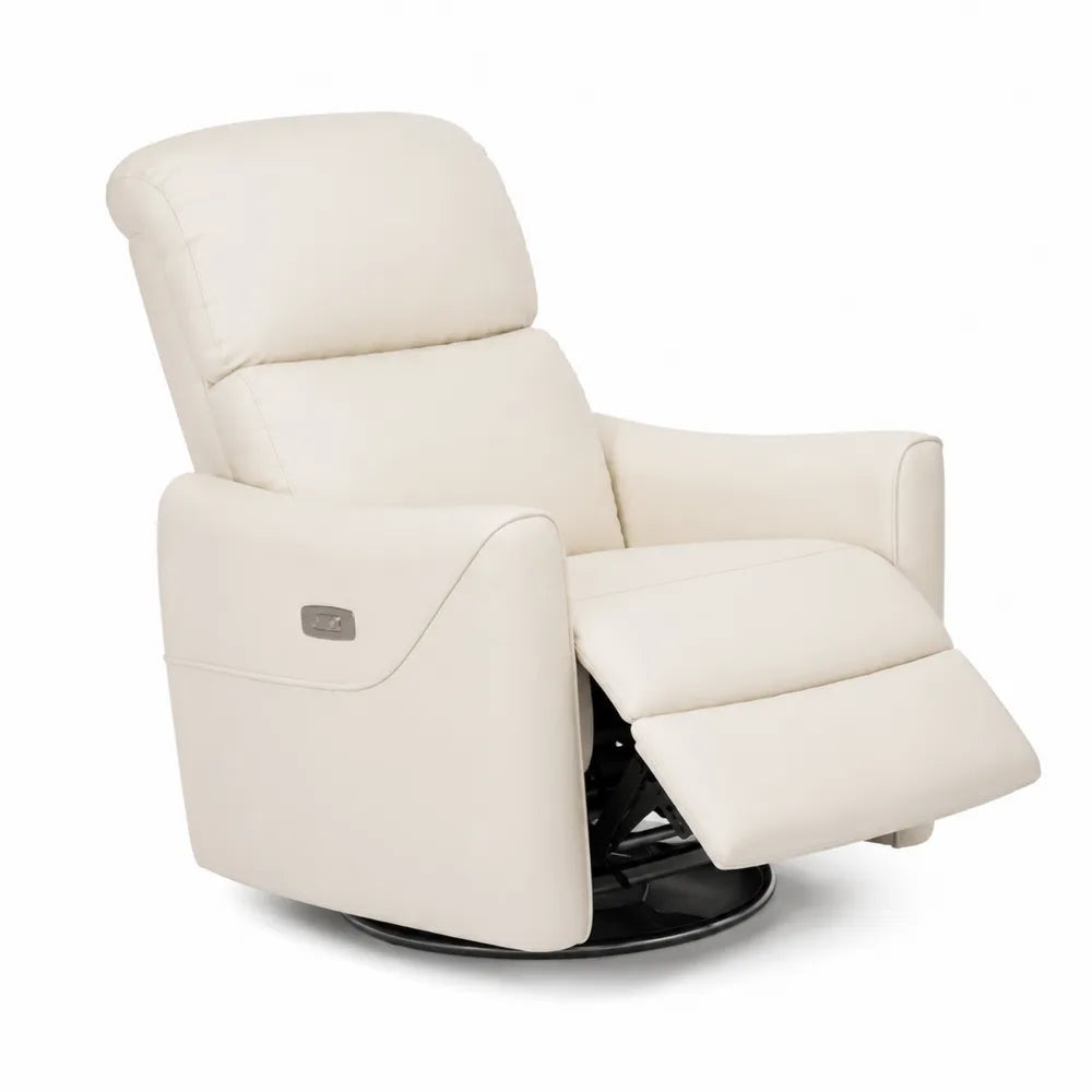 Poltrona reclinabile in pelle sintetica crema con base in metallo