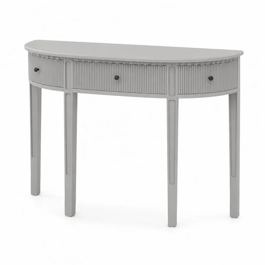 Consolle Semicircolare in Legno con Cassetti Grigi