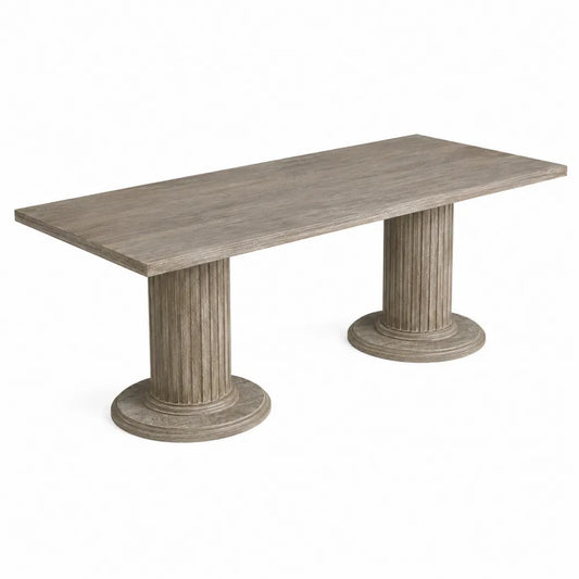 Tavolo da pranzo in legno di quercia con base a colonna